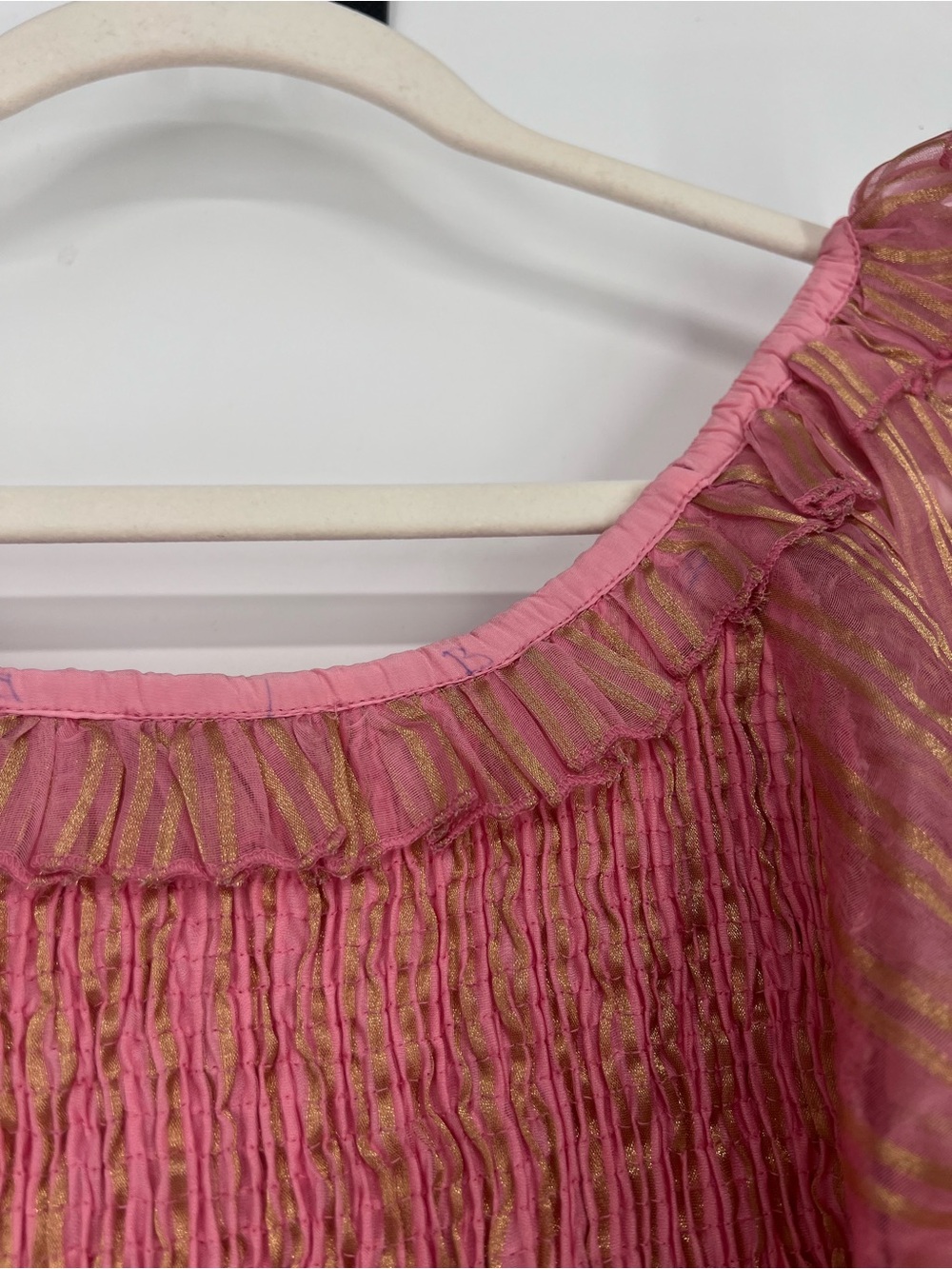 LoveShackFancy Violet Pink Silk Coquette Smocked Bow Puff Sleeve Mini Dress S - Picture 12 of 13